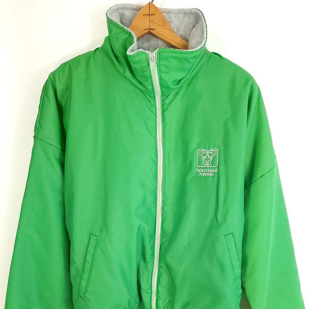 Vtg Select Seed Hybrids Jacket Men's Large Green Full Zip K Brand Distressed USA